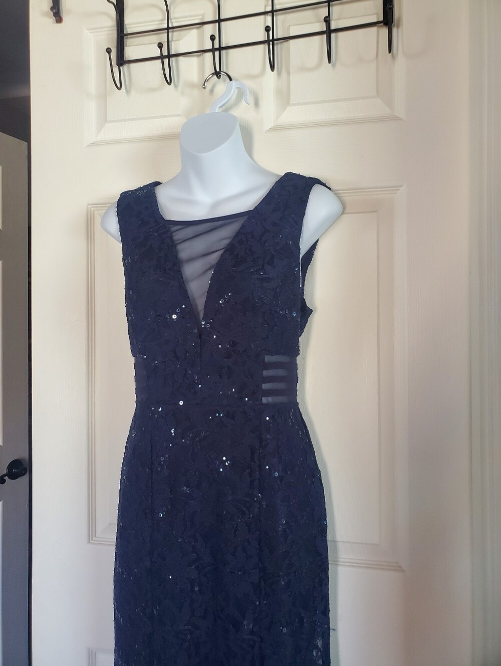 Alexa B Nites Mesh Sheer Lace Sequin Evening Dress Mermaid Gown Formal Prom 8 - Picture 3 of 14